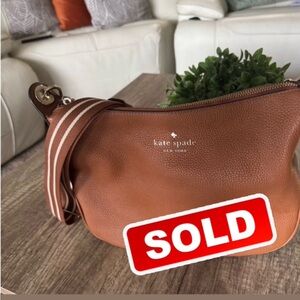 Kate Spade Brown Leather Shoulder Bag with Crescent Shape